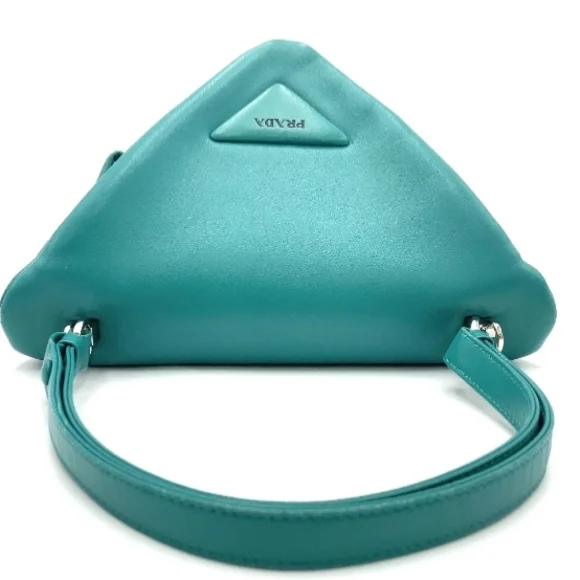 SALE! Prada Triangle Pavone Green Nappa Leather 2 Way Bag W/DB & Strap - Picture 6 of 16